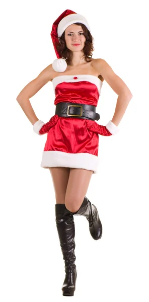 Noel Baba giysili güzel genç kız — Stok fotoğraf