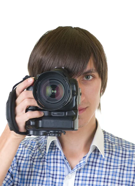 Молодой человек фотограф — стоковое фото