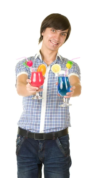 Young bartender with alcohol cocktail drink — Stock Photo, Image