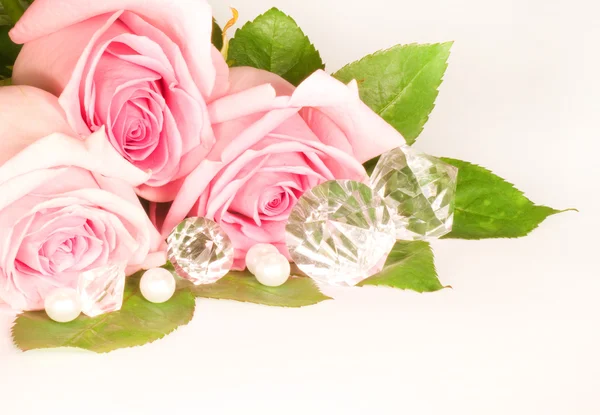 Vacker bakgrund Rose och pärlor — Stockfoto