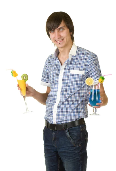 Young bartender with alcohol cocktail drink — Stock Photo, Image