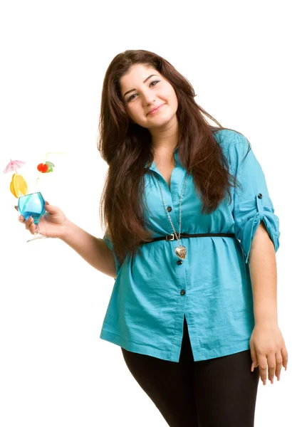 Krásná mladá dívka s alkoholem koktejl — Stock fotografie