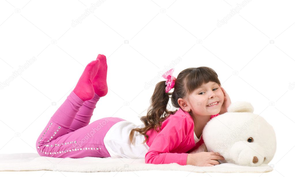 Cute little girl with bear