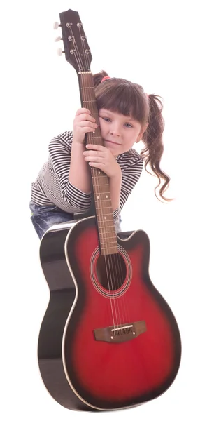 Belle petite fille avec guitare — Photo