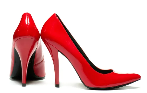 Sexy rode schoenen geïsoleerd op witte achtergrond. — Stockfoto