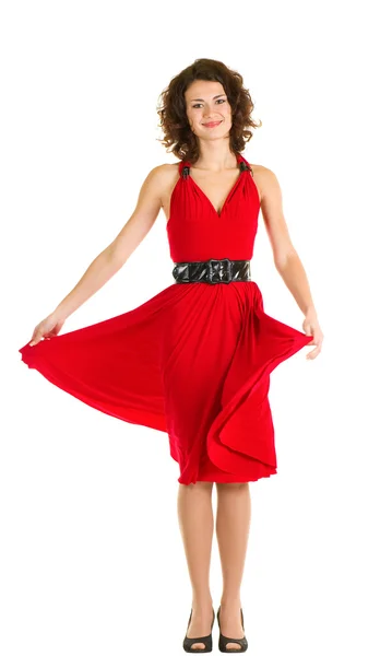 Sexy jeune femme en robe rouge — Photo