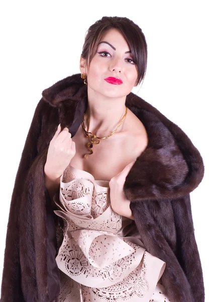 Mulher de casaco de peles — Fotografia de Stock