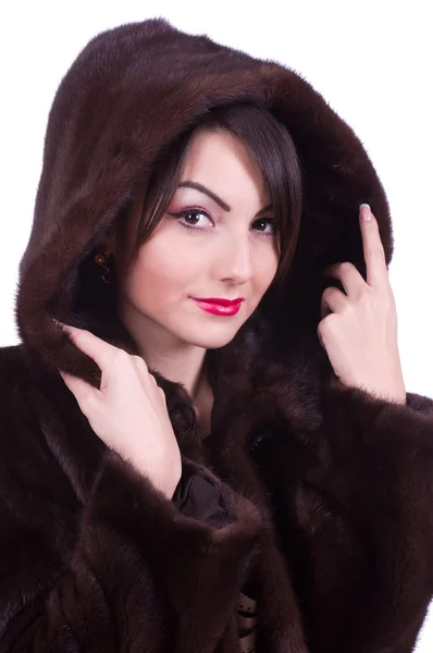 Woman in a fur coat — Stock Photo, Image