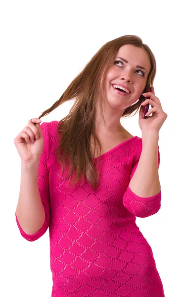 Girl worrying with telephone — Stock Photo, Image