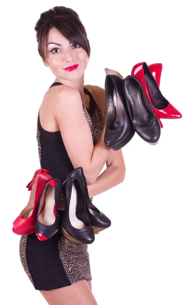 Kvinna med vackra skor — Stockfoto