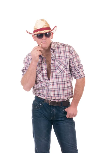 Mooi man met cowboy hoed — Stockfoto
