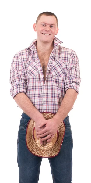 Pretty man with cowboy hat — Stock fotografie
