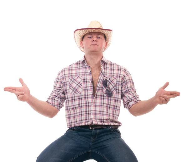 Jolie homme avec chapeau de cow-boy — Photo