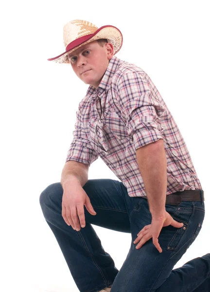 Homem bonito com chapéu de cowboy — Fotografia de Stock