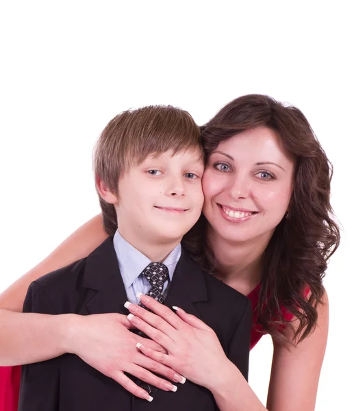 Little schoolboy with mother — Stock Photo, Image