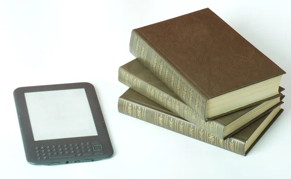Digital e-book and books isolated — Stock Photo, Image