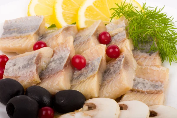 Testy cut herring with vegetable — Stock Photo, Image
