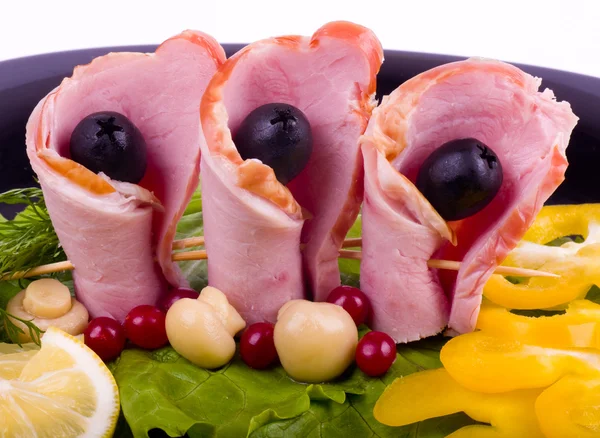 Chutná slanina rohlíky — Stock fotografie