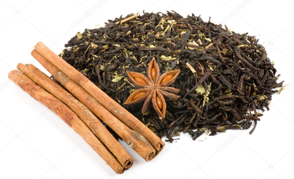 Herbal tea with cinnamon isolated