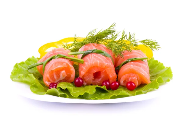 Rouleaux de saumon savoureux — Photo