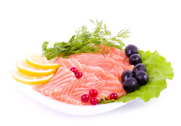 Plato de pescado - salmón a la parrilla con verduras —  Fotos de Stock