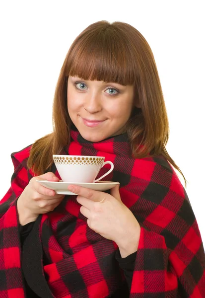 Beautiful young girl with a cup — Stock Photo, Image