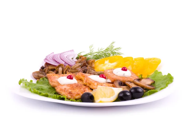 Fried salmon with vegetable — Stok fotoğraf