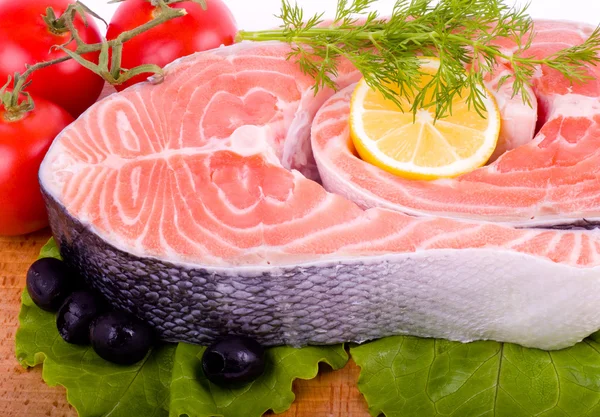 Piece of a salmon with vegetable — Stock Photo, Image