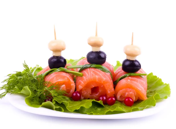 Rolos de salmão saborosos — Fotografia de Stock