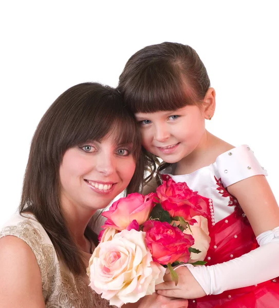 Matka z córką z róż — Zdjęcie stockowe
