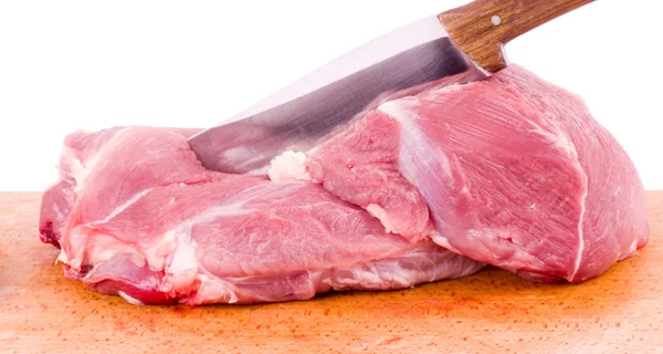 Rått kött med kniv — Stockfoto