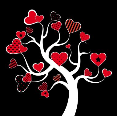 Valentine love tree leaf from hearts. Vector clipart