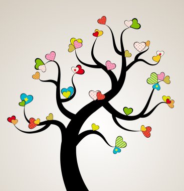 Valentine love tree leaf from hearts. Vector clipart