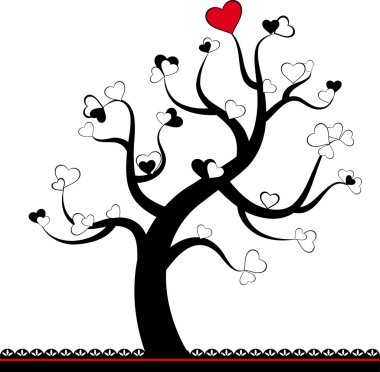 Valentine love tree leaf from hearts. Vector clipart