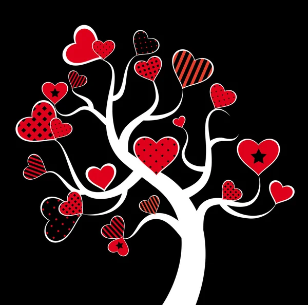 バレンタインの心からのツリーのリーフが大好きです。ベクトル — ストックベクタ