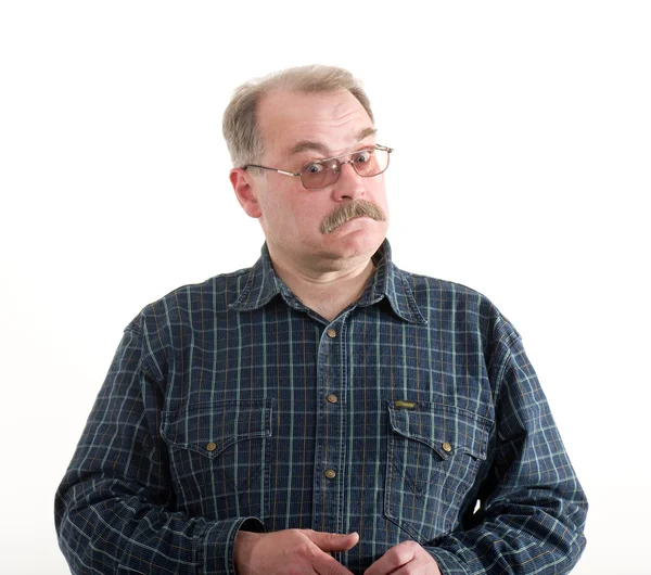 Portret van een oude man met bril — Stockfoto