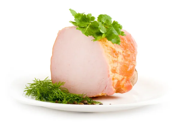Chutné Uzené maso s červenou cibulkou — Stock fotografie