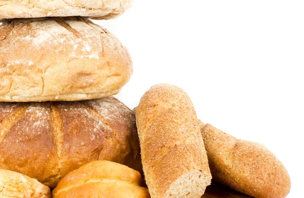 Hermoso conjunto de pan sobre fondo blanco —  Fotos de Stock