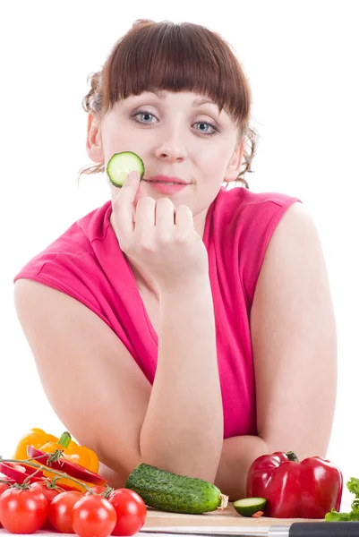 Beautiful young girl with vegetable — Stock Photo, Image