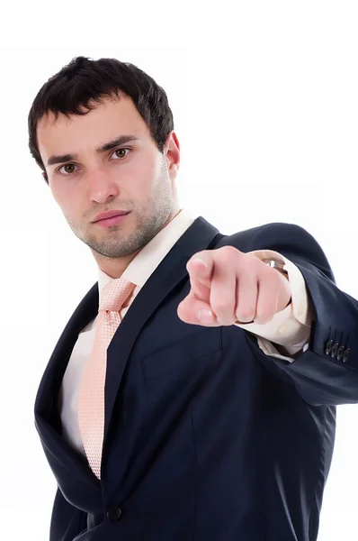 Retrato de um homem de negócios raiva no fundo branco — Fotografia de Stock