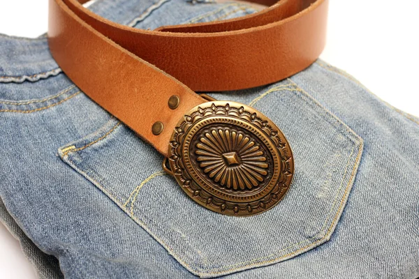 Belt and jeans — Stock Photo, Image