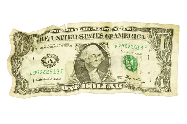 stock image Single crumpled dollar bill