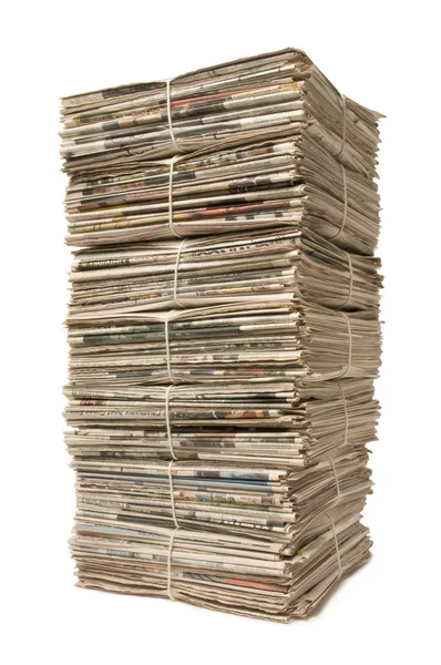 stock image Towering stack of newspapers for recycling