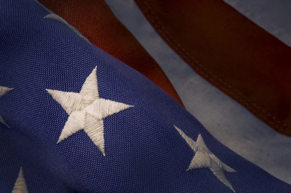Primer plano de una estrella en una bandera de Estados Unidos — Foto de Stock
