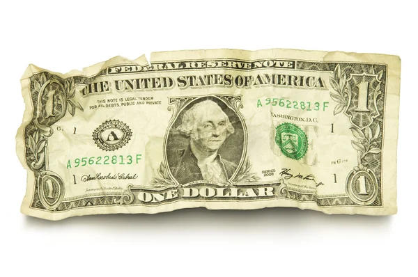 Billete de dólar único arrugado — Foto de Stock