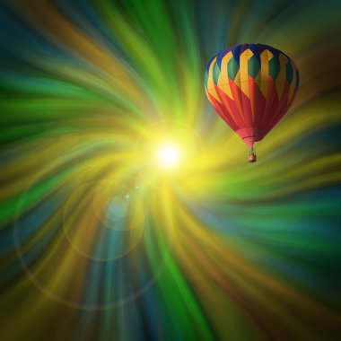 sıcak hava balonu uçan bir girdap