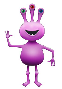 Purple Three-Eyed Extraterrestrial Alien clipart