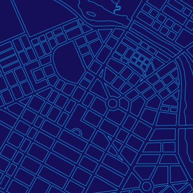 Mavi dijital genel bir şehir haritası