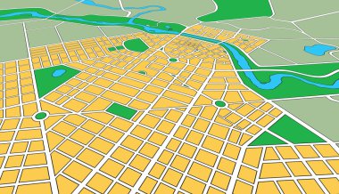 Map of Generic Urban City in Perspective Angle clipart
