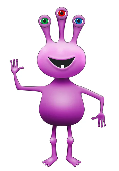 Purple Three-Eyed Extraterrestrial Alien — Stock Photo, Image